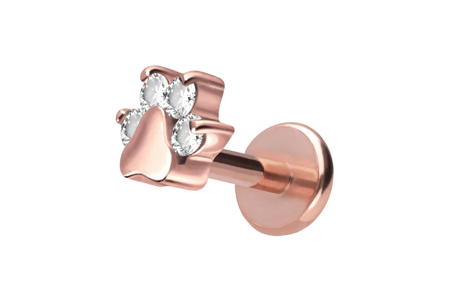 Titan Labret Piercing mit Push Fit KRISTALLPFOTE